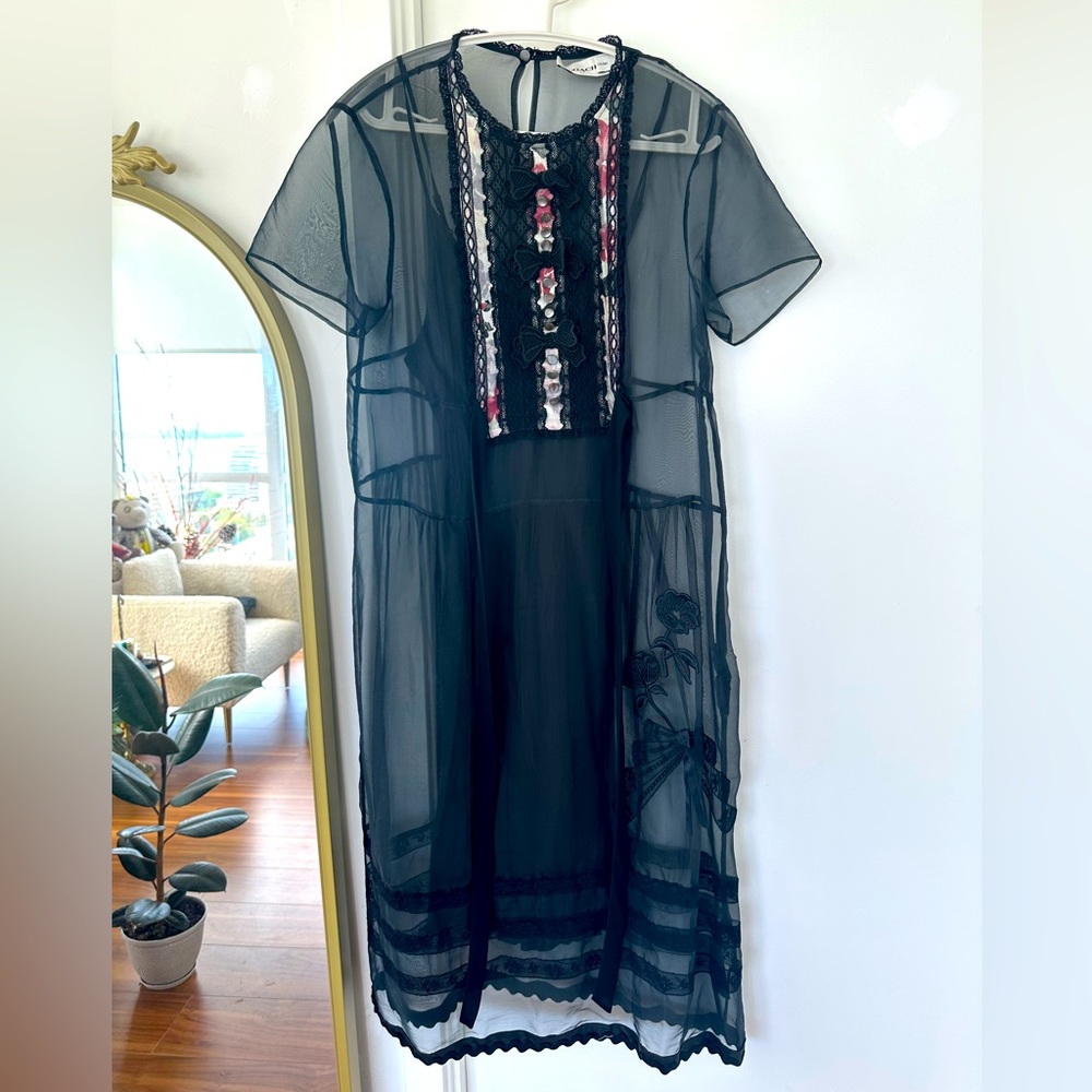 Coach Sheer Dress with Lacy Bow bib-Size 2